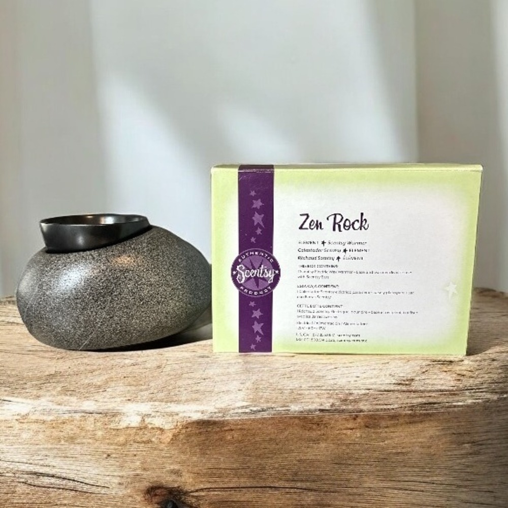 Scentsy Element Wax Warmer ZEN ROCK Retired Black Stone Spa Relaxing Outdoor NIB